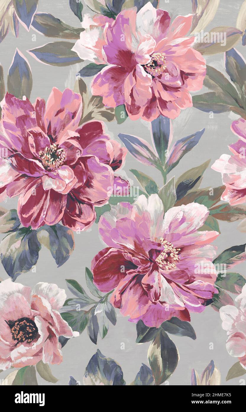 Watercolor style flowers painting for multipurpose use Stock Photo