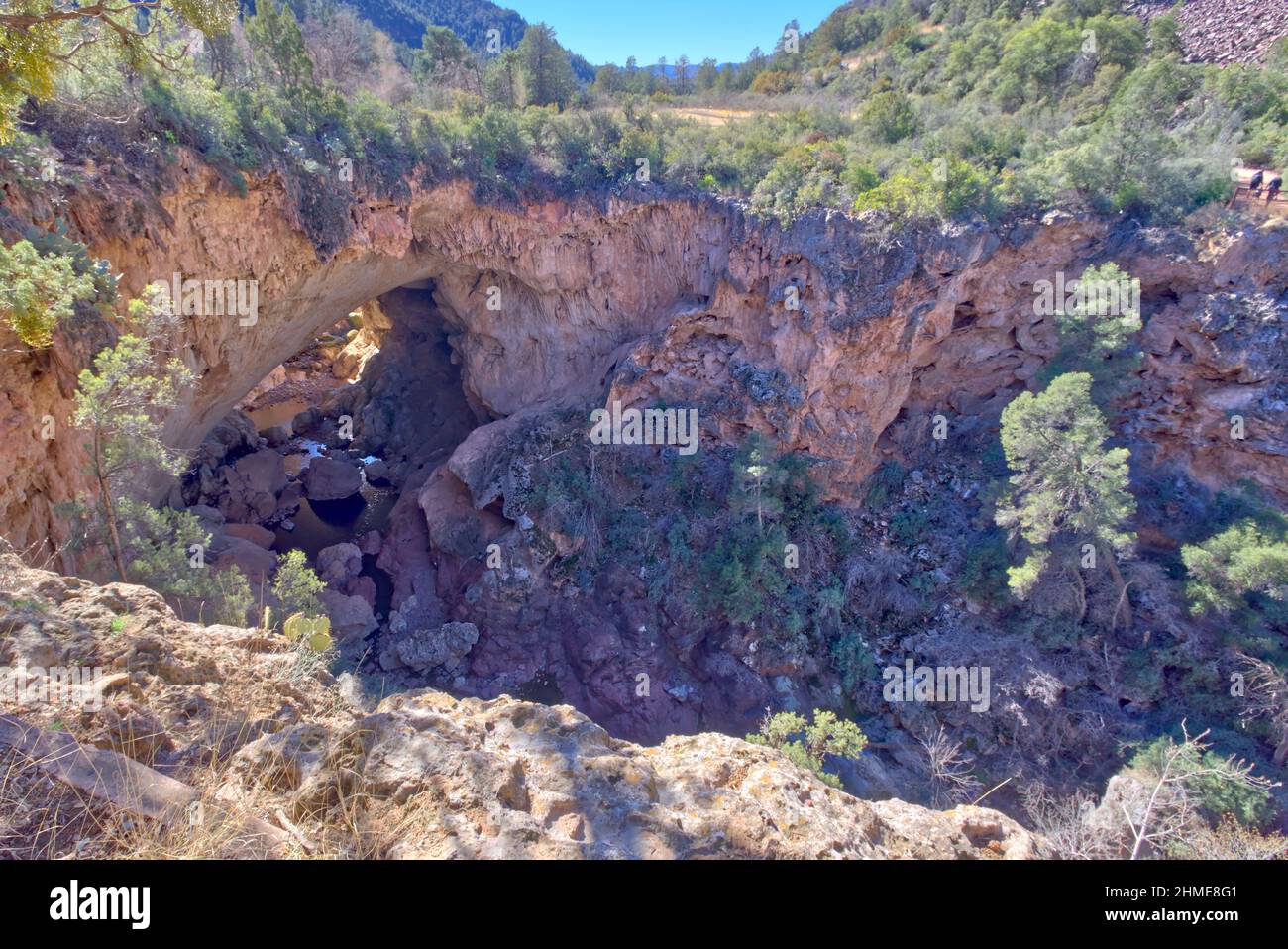 Tonto Natural Bridge in Coconino National Forest Arizona viewed from above. Stock Photo