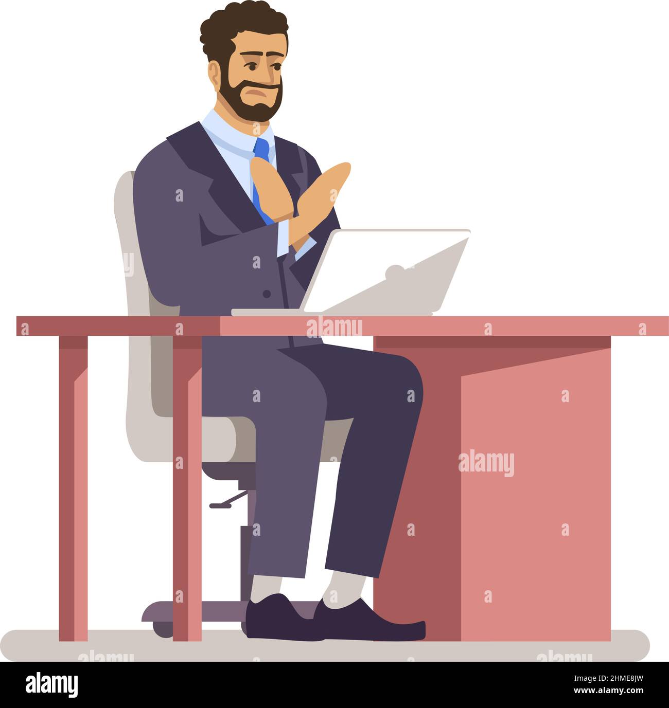 Office space semi flat RGB color vector illustration Stock Vector