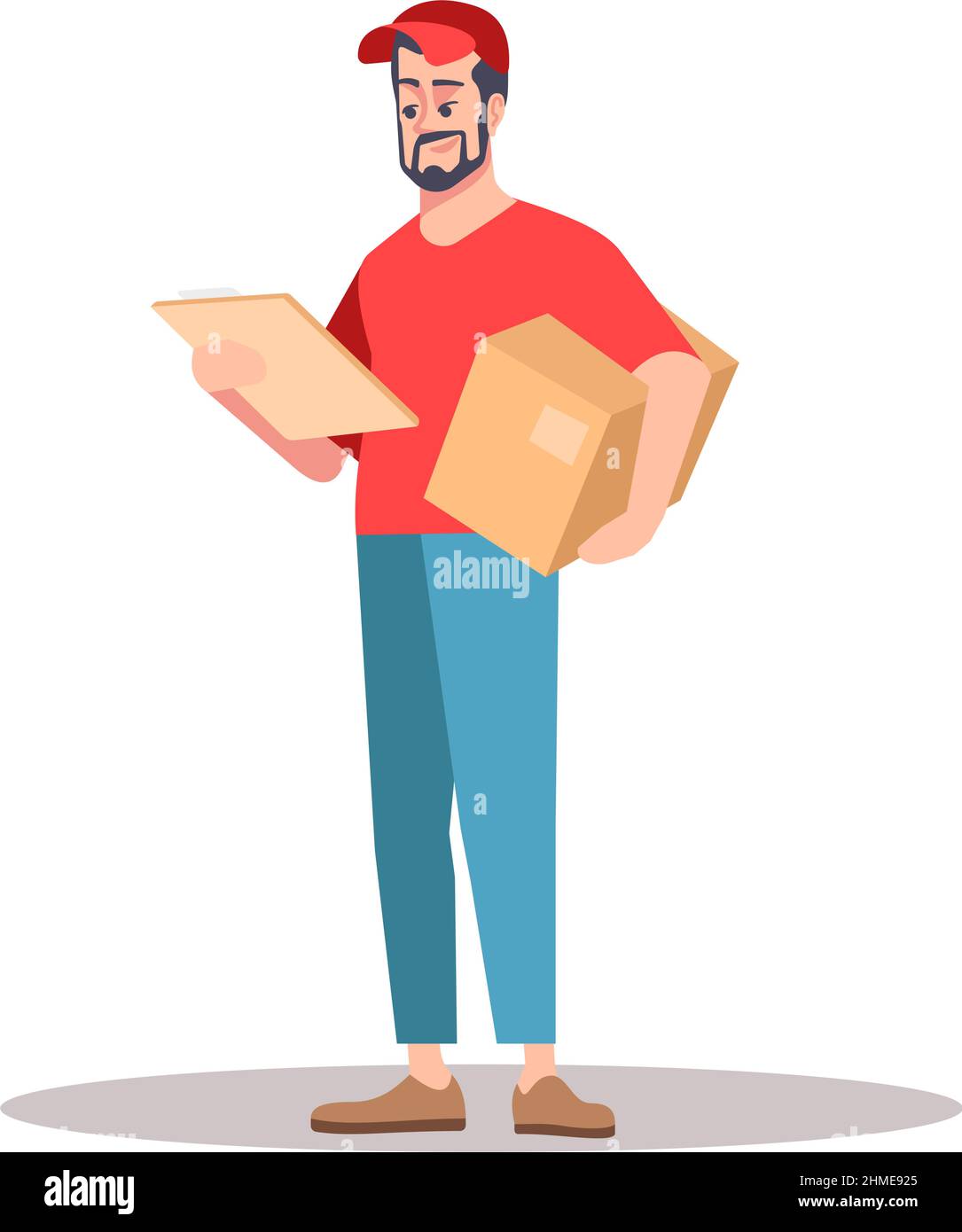 Checking delivery data semi flat RGB color vector illustration Stock Vector