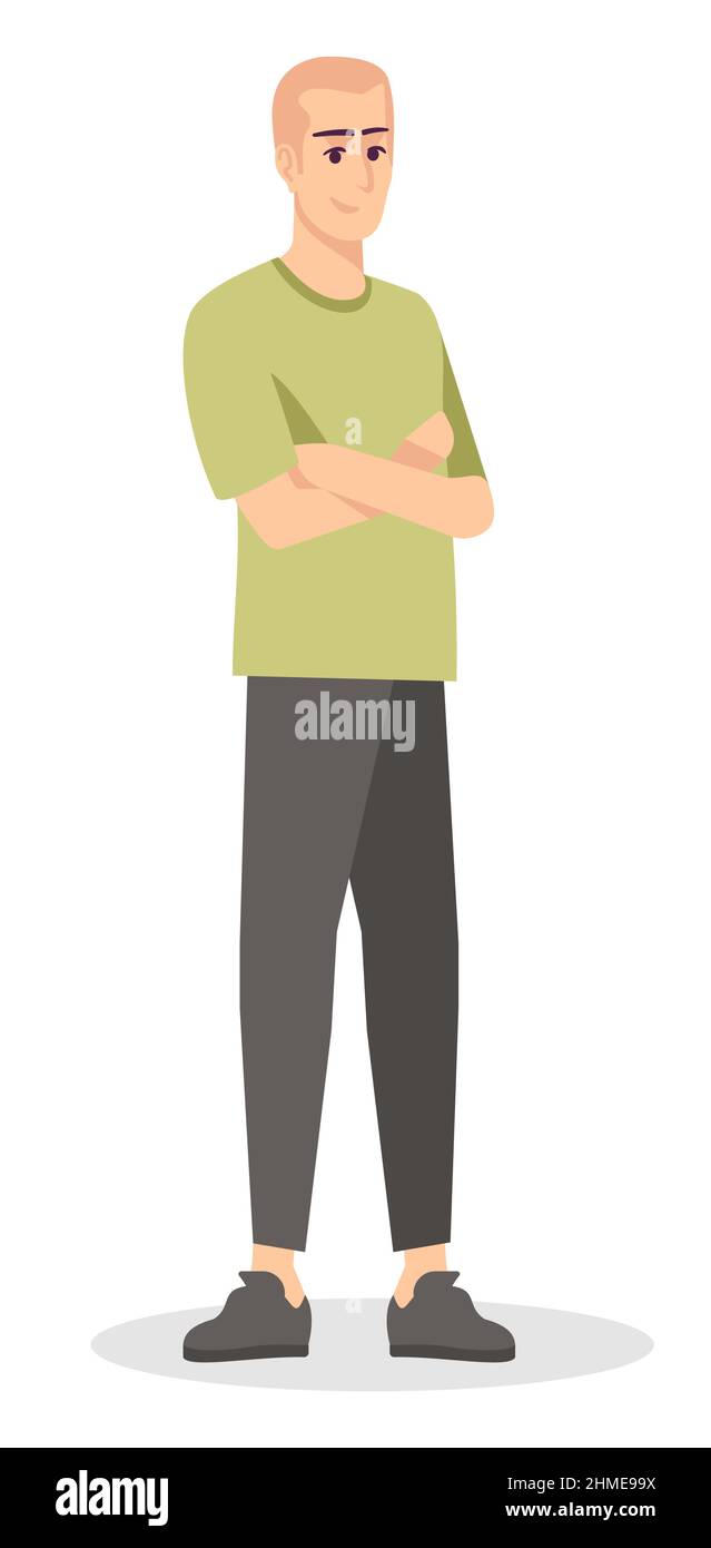 Confident pose semi flat RGB color vector illustration Stock Vector