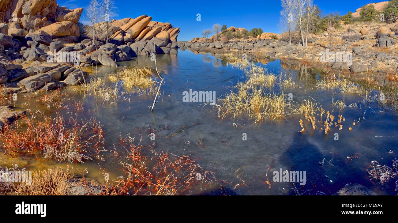 A cove in the East Bay of Willow Lake in Prescott Arizona. Stock Photo