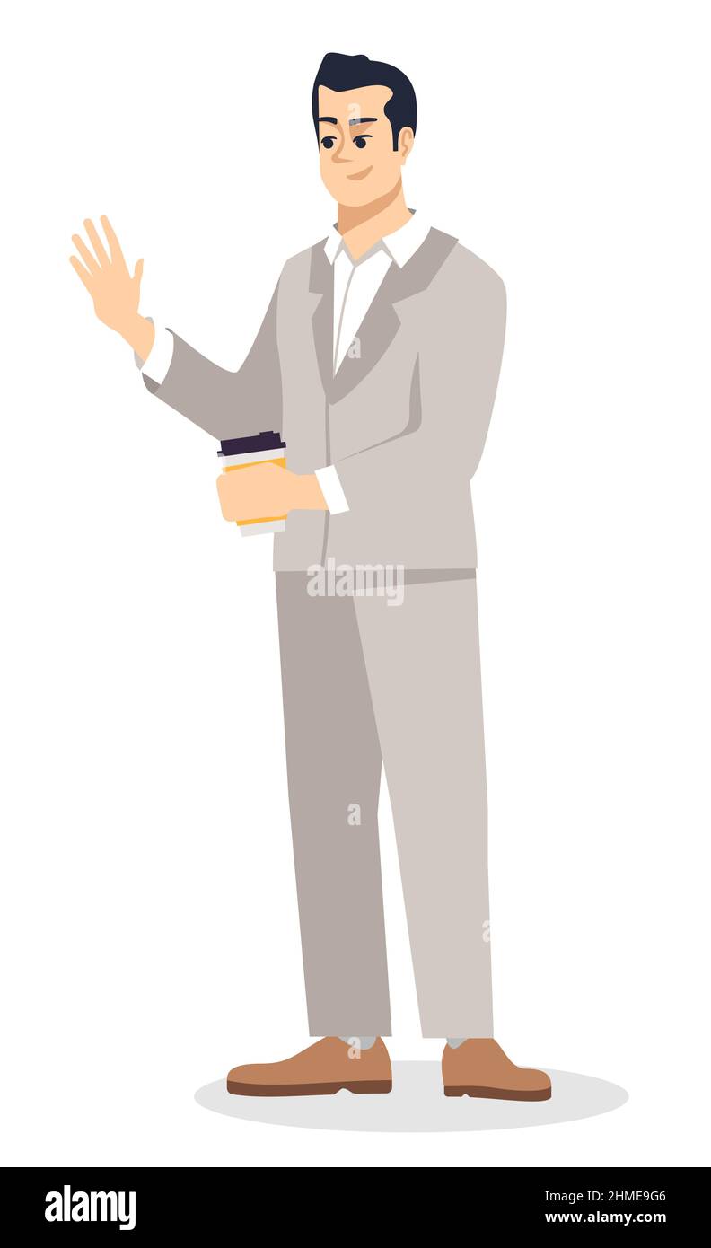 Taking break at work semi flat RGB color vector illustration Stock Vector