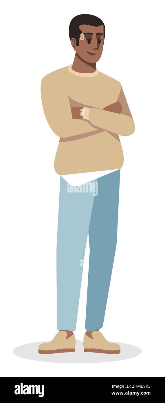 Smiling guy semi flat RGB color vector illustration Stock Vector