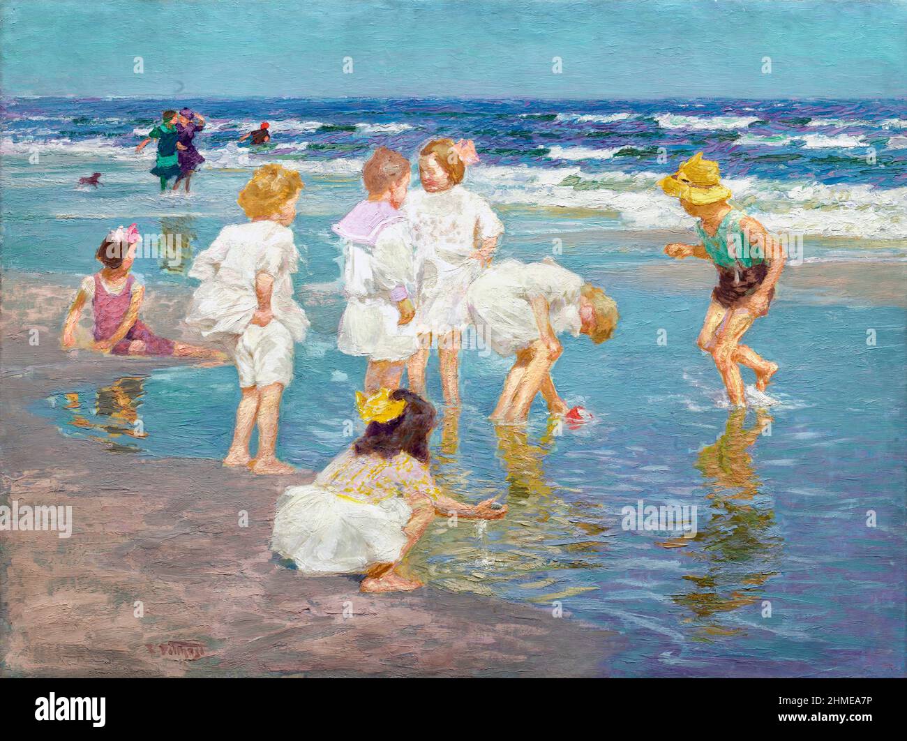 A Holiday by the American Impressionist painter, Edward Henry Potthast (1857-1927), oil on canvas, c. 1915 Stock Photo