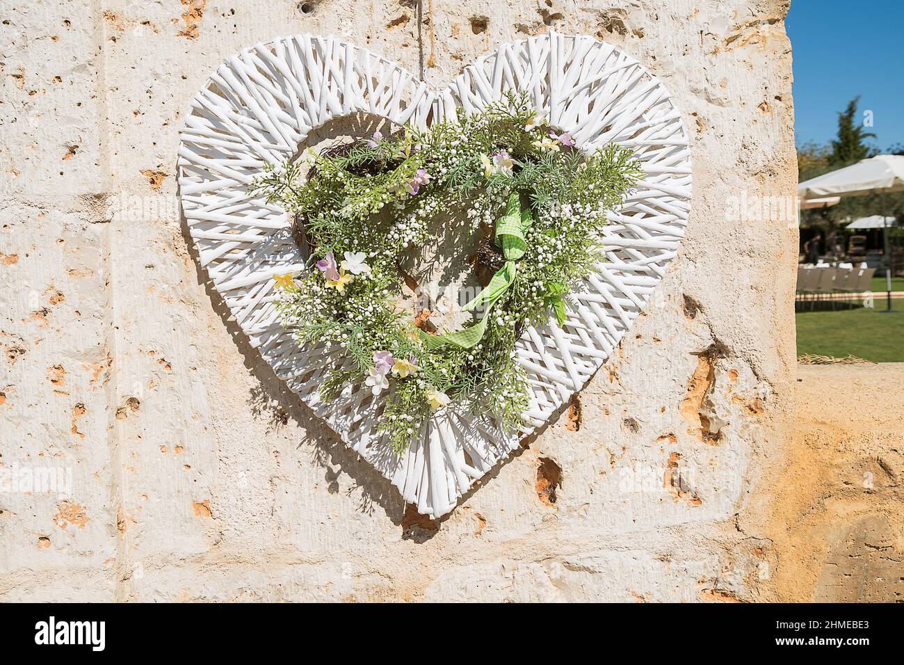 Vintage Handmade Wooden Wicker Heart Shaped Decorative 