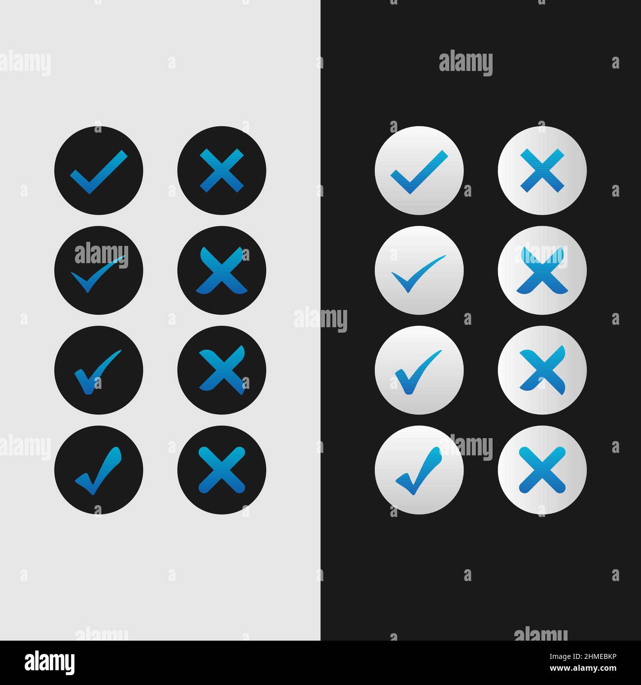 A set of options for checkmark buttons. Designed for websites, mobile apps and other developers. Stock Vector