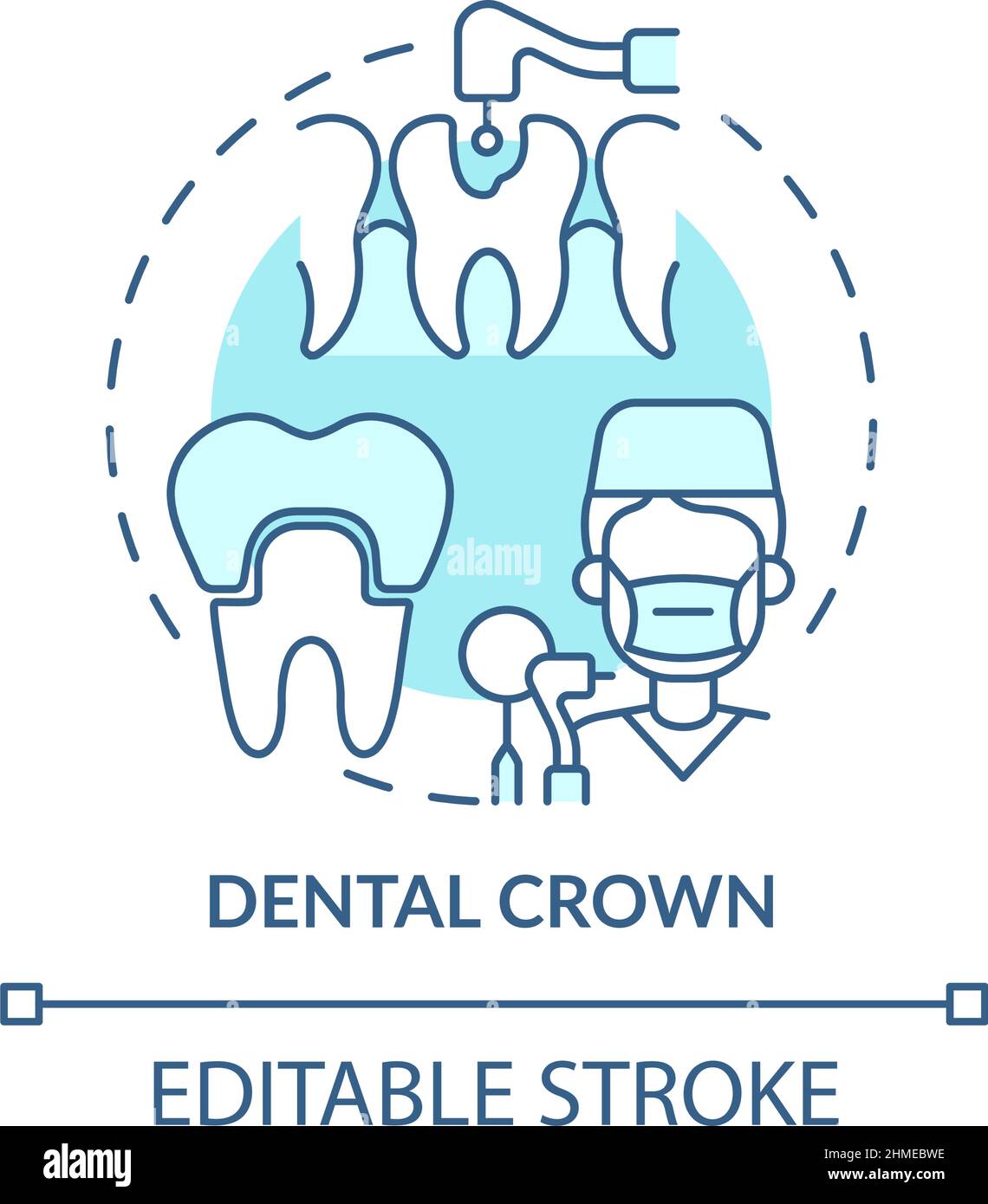 Dental crown turquoise concept icon Stock Vector