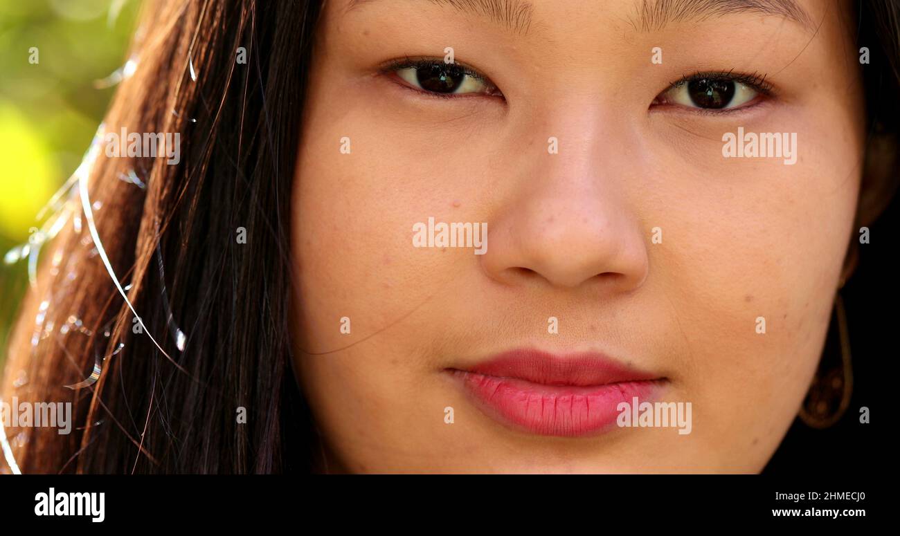 Japanese descent young Asian woman eyes closeup Stock Photo Alamy