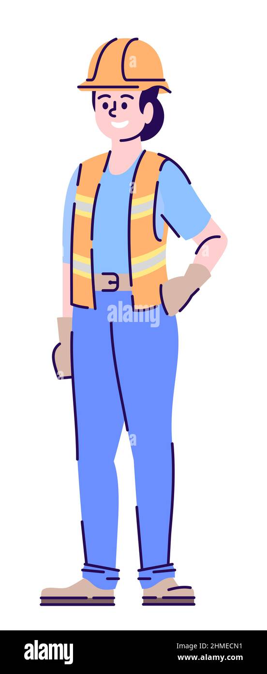 Public utility worker semi flat RGB color vector illustration Stock