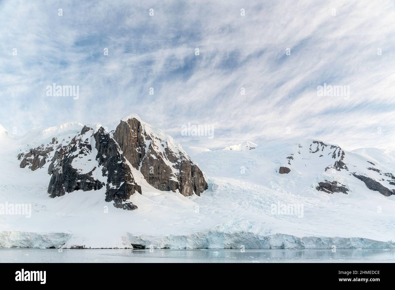 scenery of glaciers and mountains at Paradise Harbour, Antarctica near ...