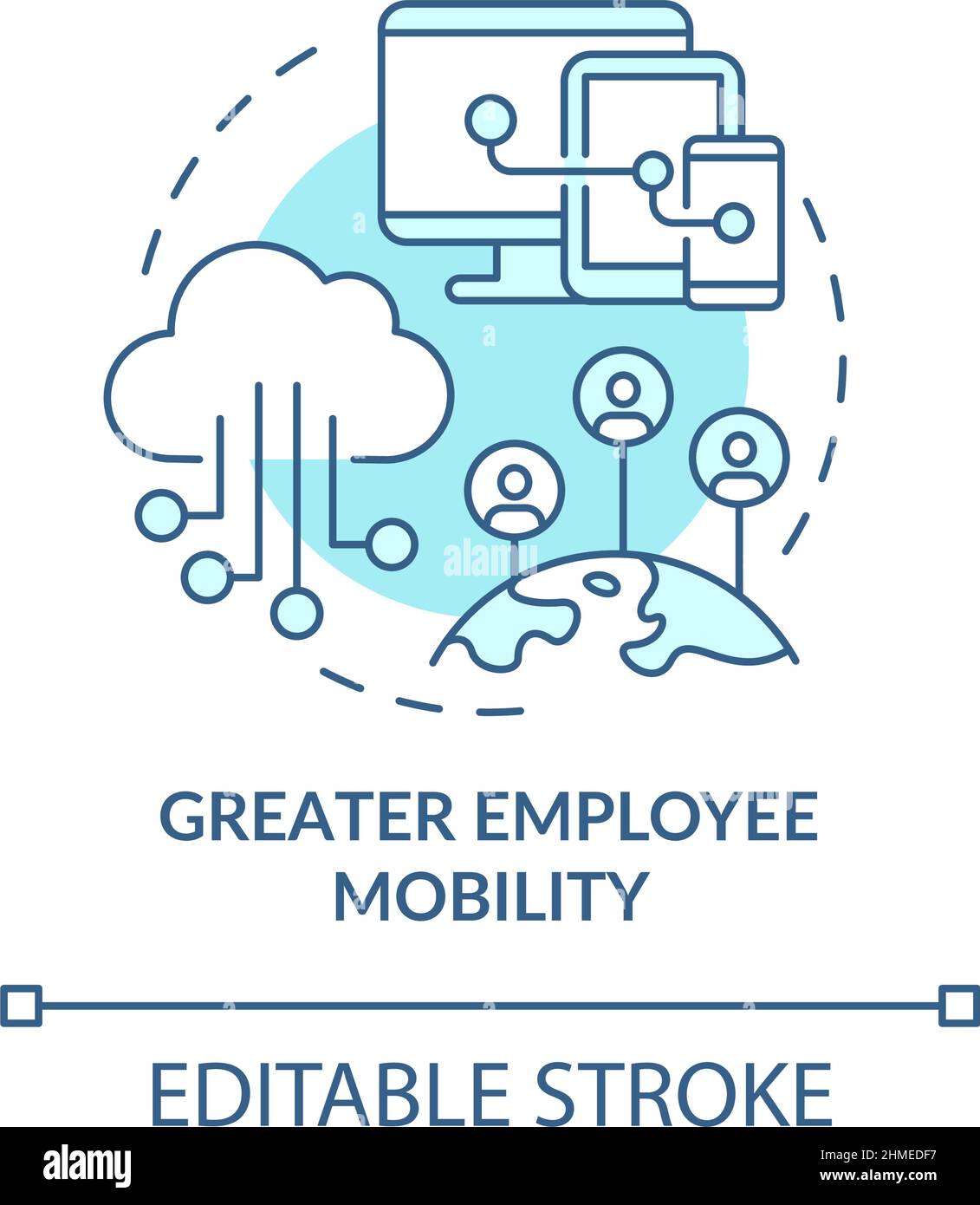 Greater employee mobility turquoise concept icon Stock Vector Image