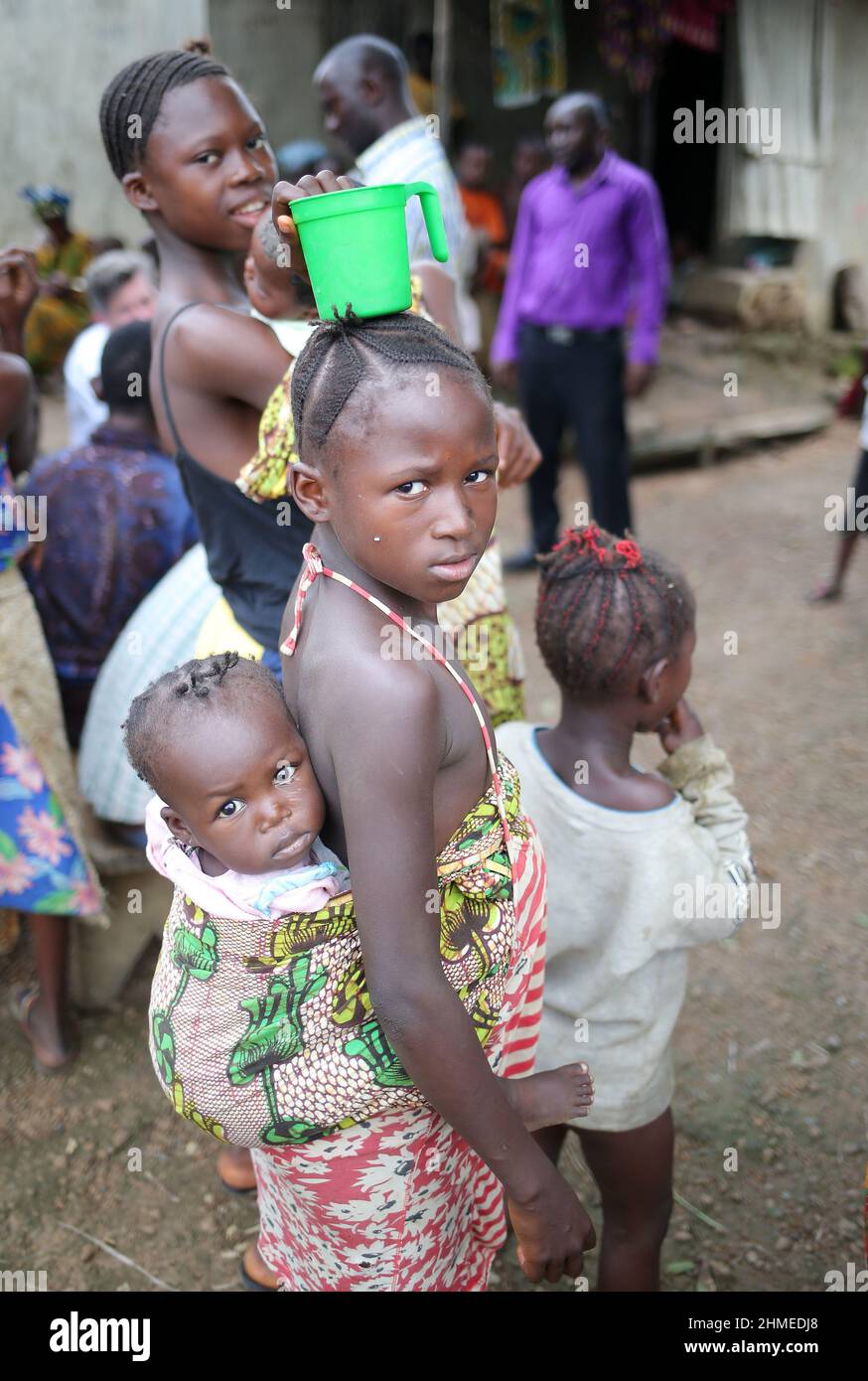 Mothers and children at a healthcare and maternity hospital in Sierra Leone. Stock Photo