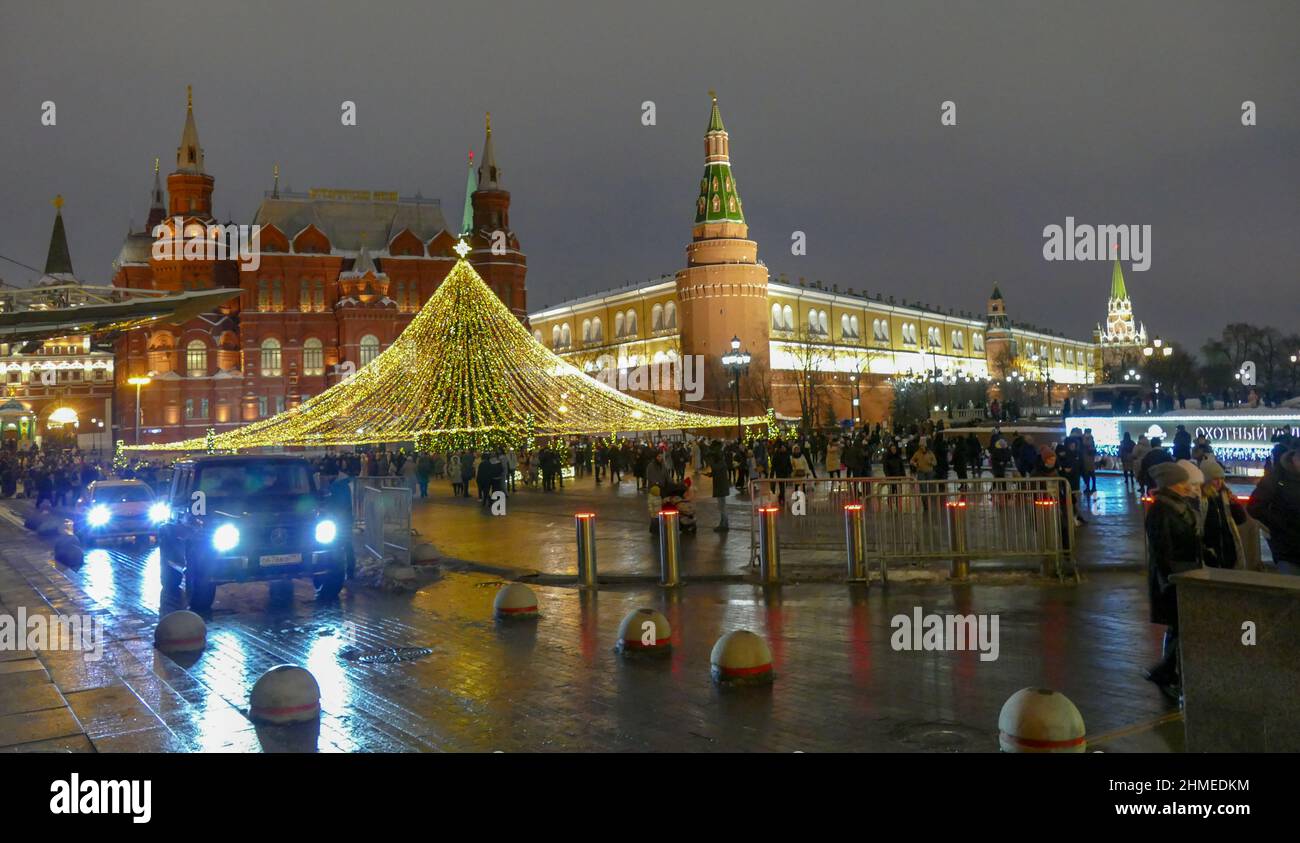Moscow in the evening in winter in the center of 2022 Stock Photo