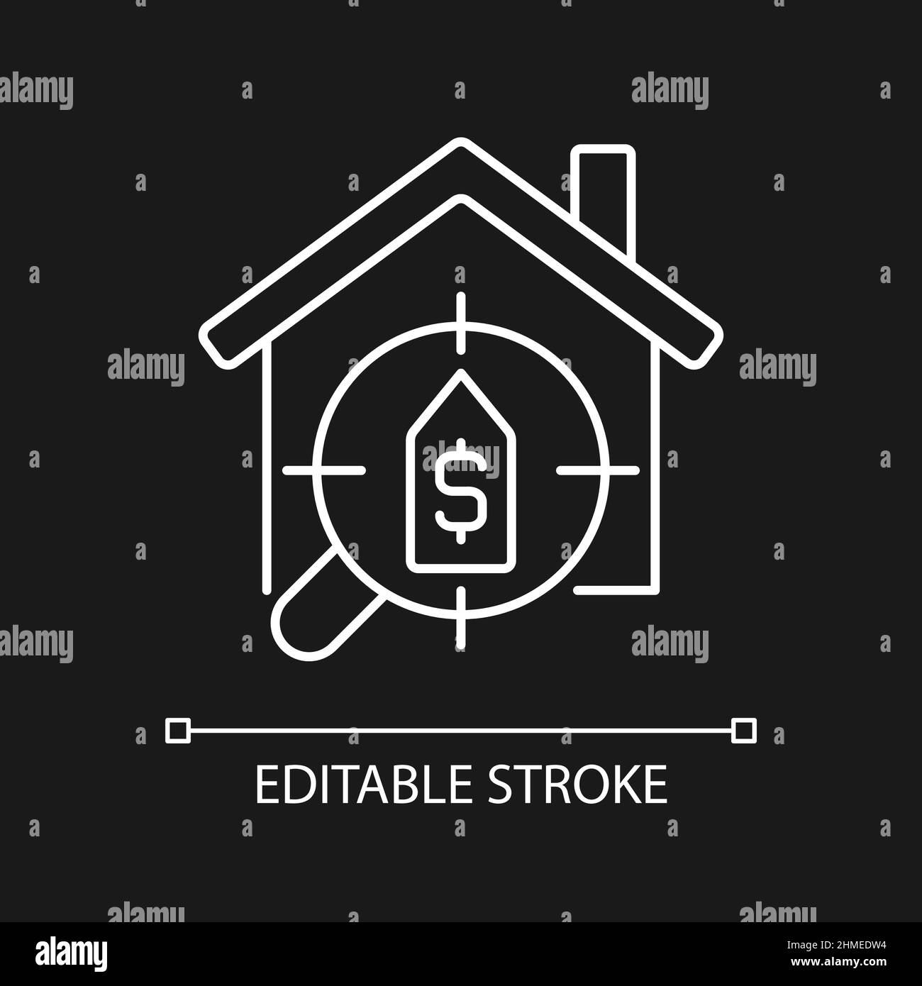 House searching services white linear icon for dark theme Stock Vector