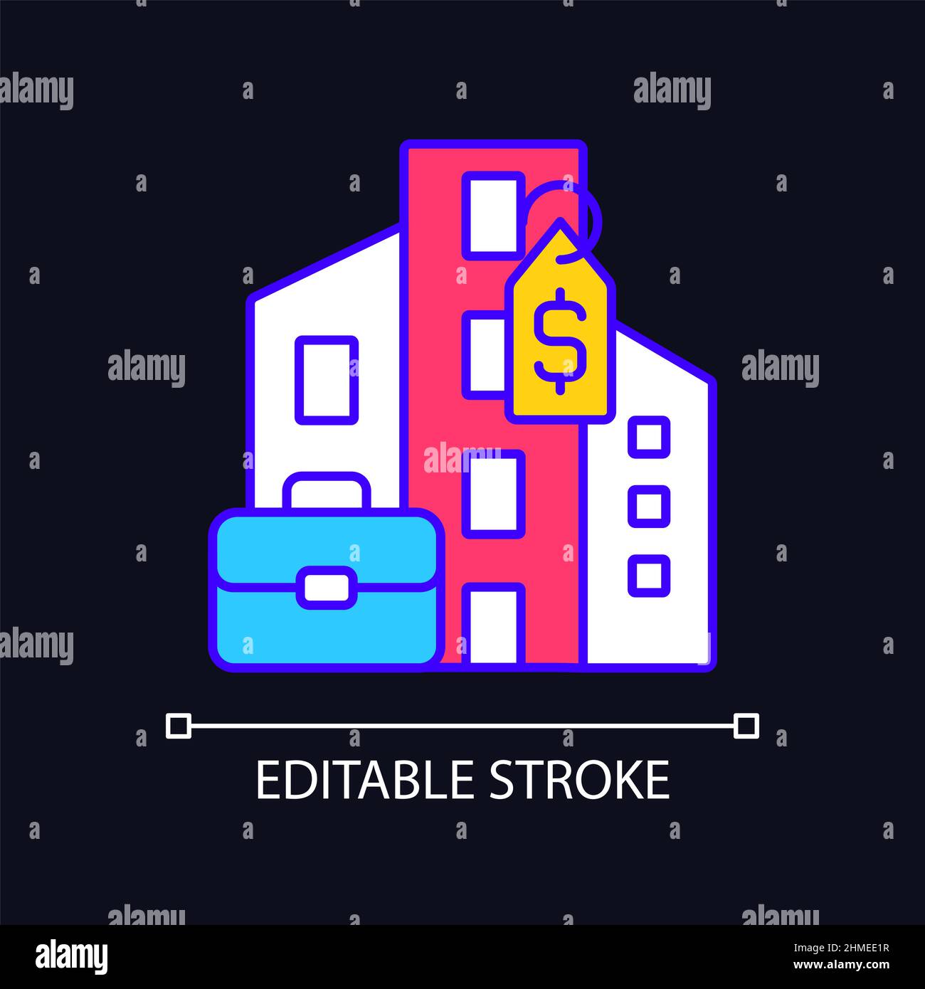 Corporate property selling RGB color icon for dark theme Stock Vector ...