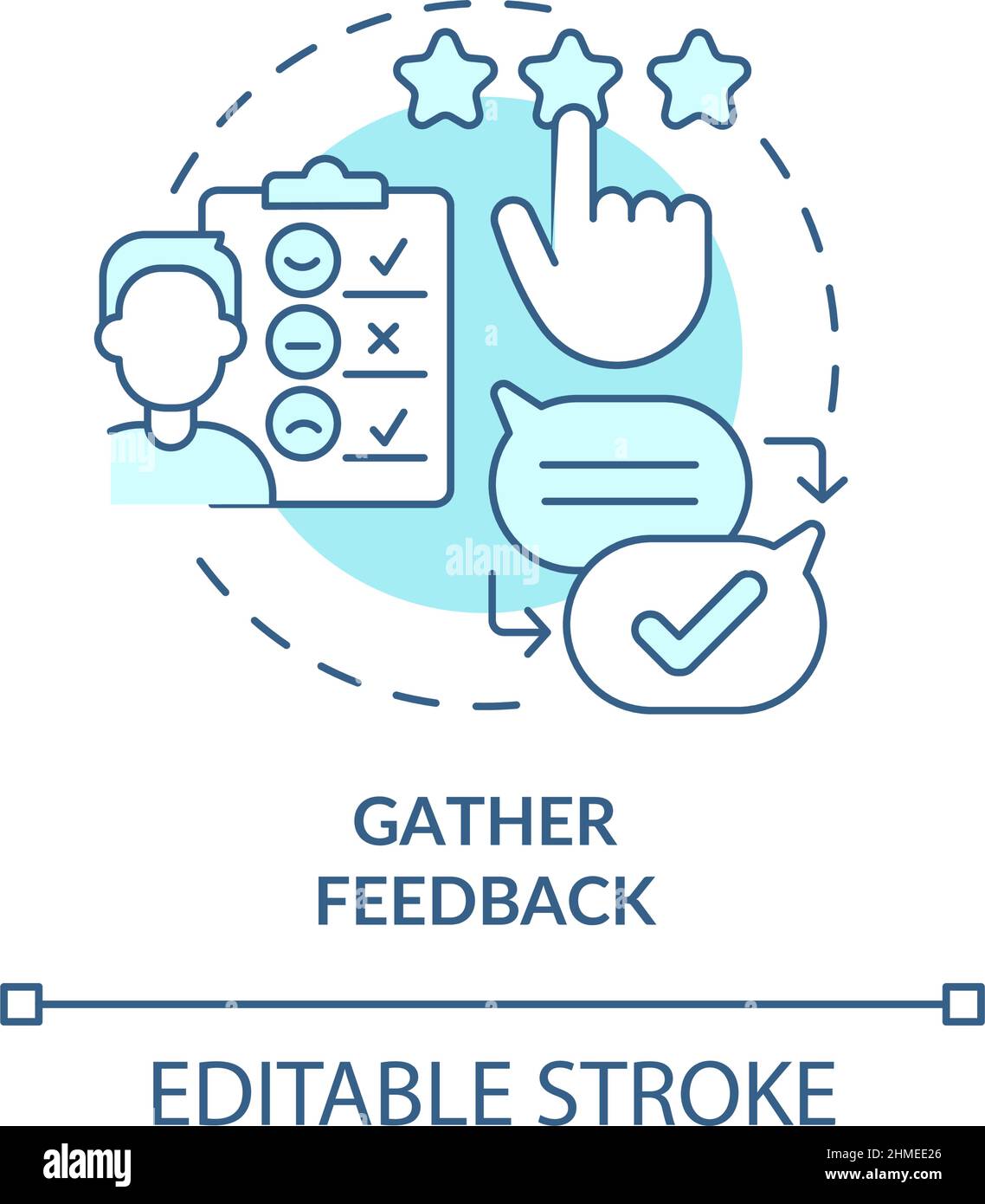Gather feedback turquoise concept icon Stock Vector