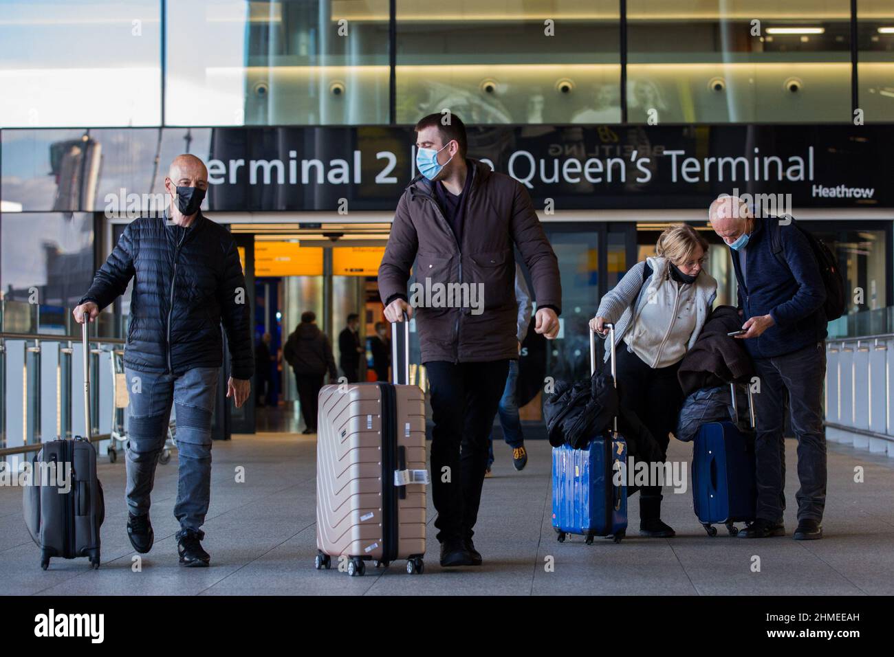 London, UK. 9th Feb, 2022. Passenger are seen arriving at Heathrow Airport in west London. Countries as France, Portugal and Greece updated their entry requirements for fully vaccinated travellers, changes will come into effect in time for half-term. Photo credit: Marcin Nowak/Alamy Live News Stock Photo