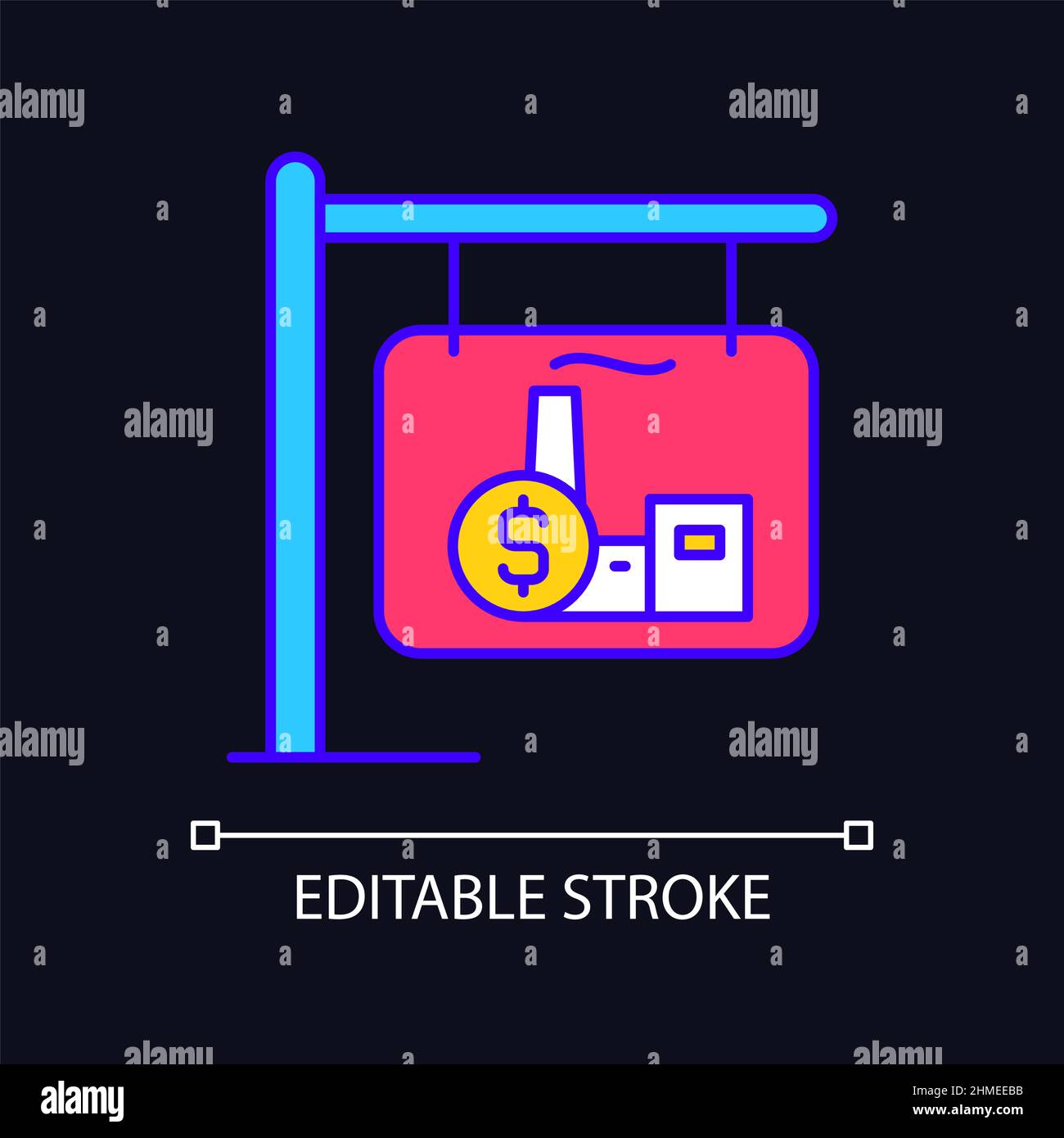 Industrial property selling RGB color icon for dark theme Stock Vector ...