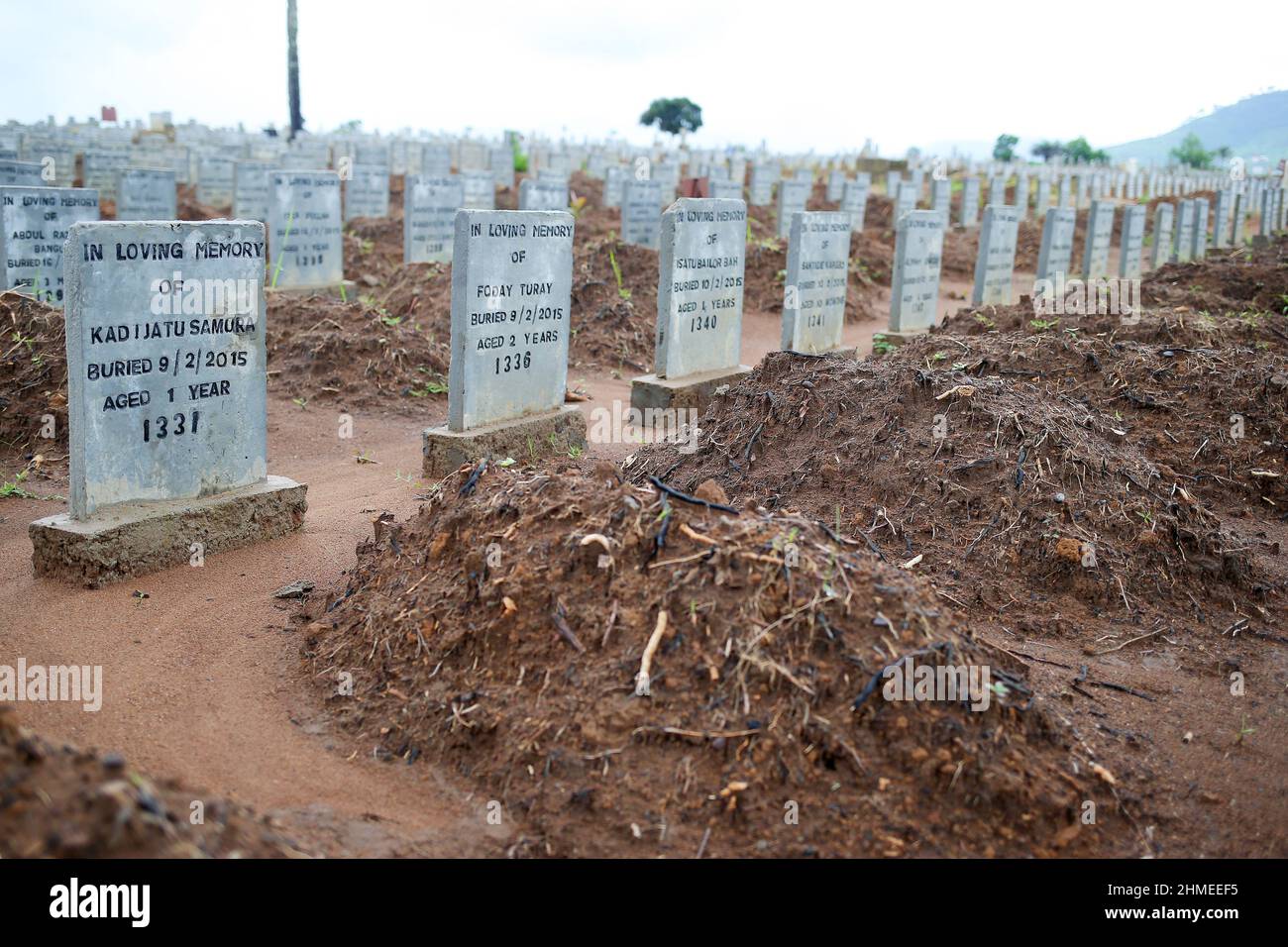 Paloko Road Cemetery at Waterloo outside Freetown in Sierra Leone, west Africa.  The area became the main burial ground during the 2015 Ebola outbreak Stock Photo