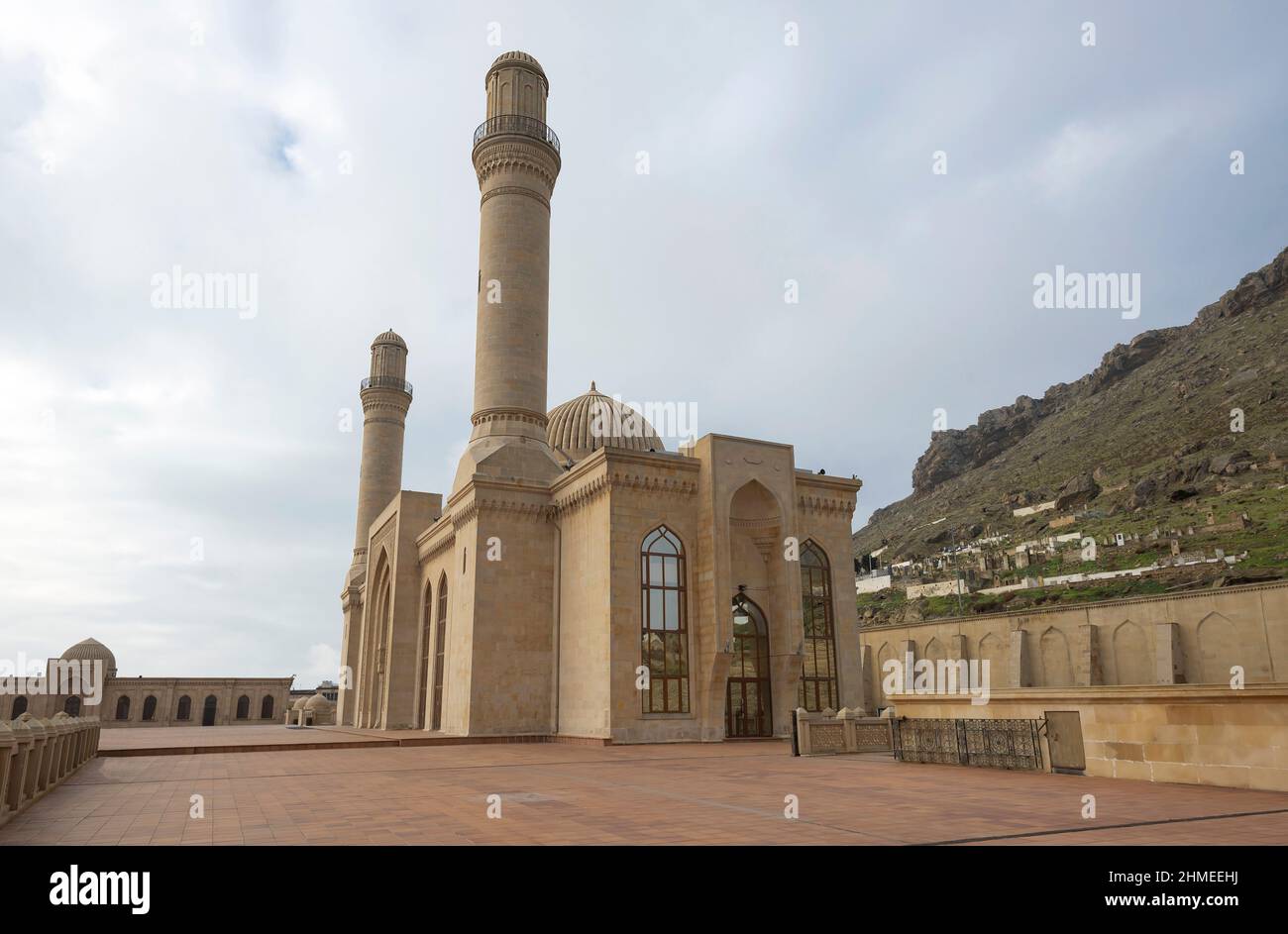 Shiite mosque Bibi-Heybat, cloudy day. Baku, Azerbaijan Stock Photo