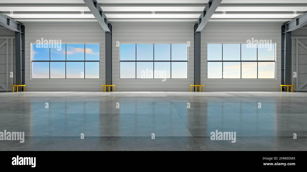 New empty warehouse or factory open space Stock Photo