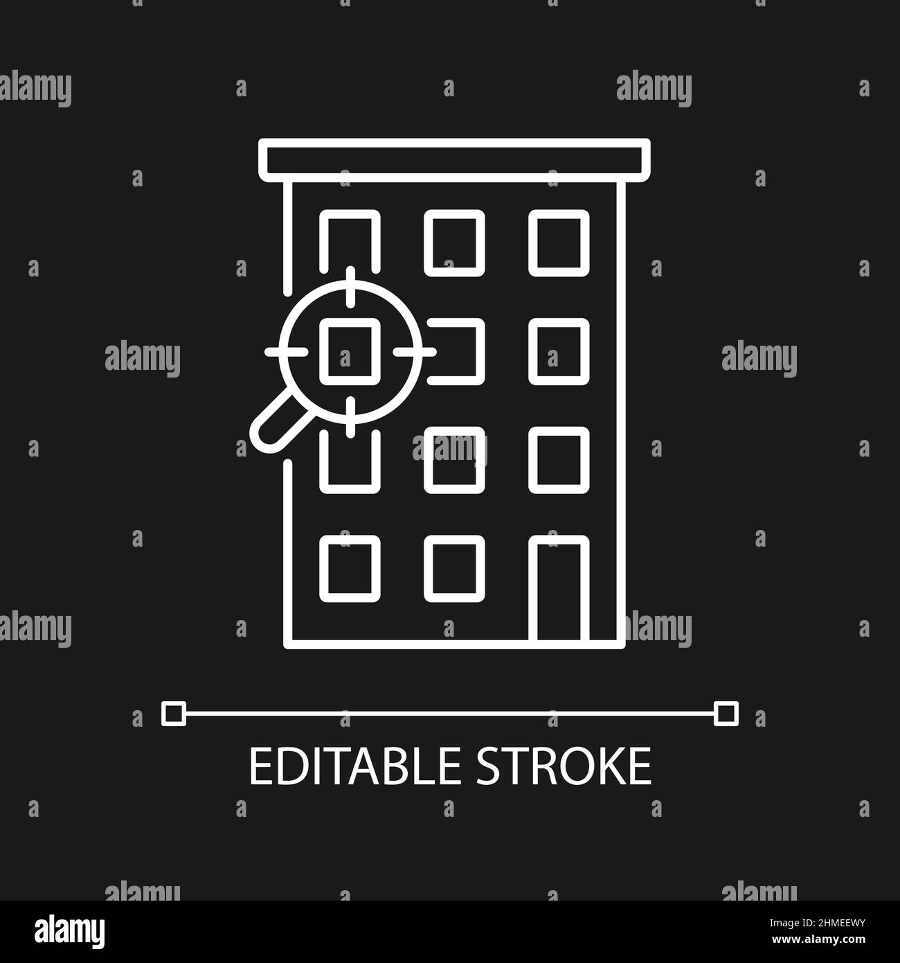 Flat search services white linear icon for dark theme Stock Vector ...