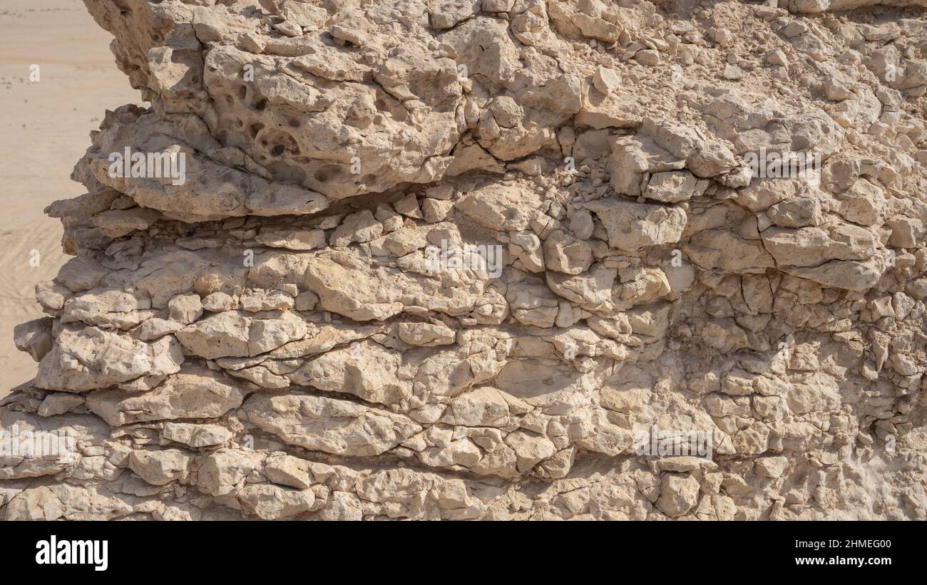 Zekreet desert rocks with cracks. Stock Photo