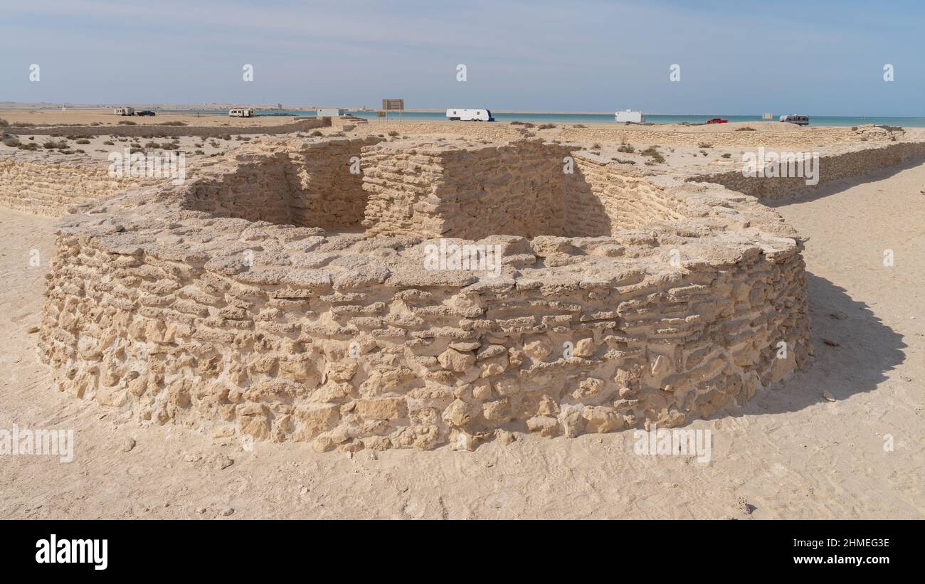 zekreet old fort ruins in. build with old limestone. Stock Photo