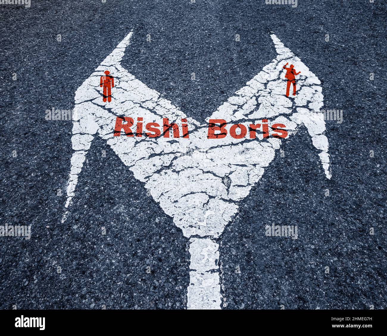 Rishi Sunak, Boris Johnson leadership challenge concept image. Stock Photo