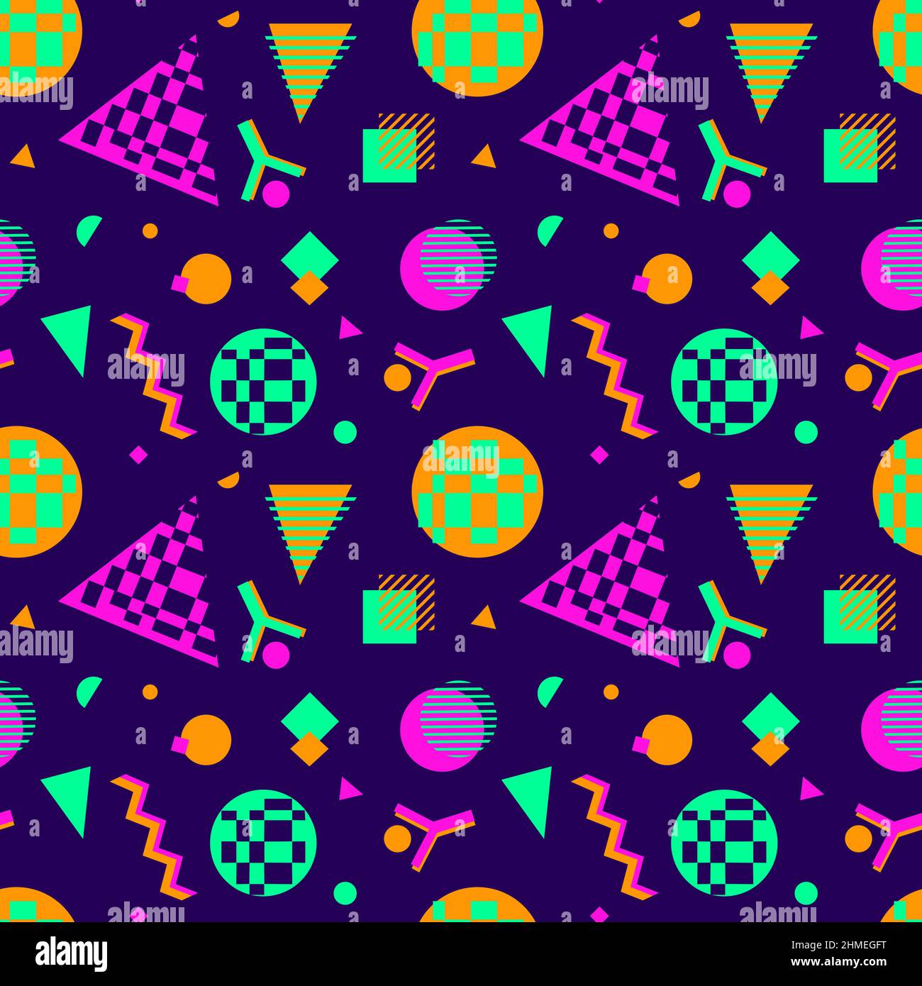 90s Nostalgia fashion vector seamless pattern background. Cool neon color  vintage style. Evoke 90s fashion aesthetic Stock Vector Image & Art - Alamy
