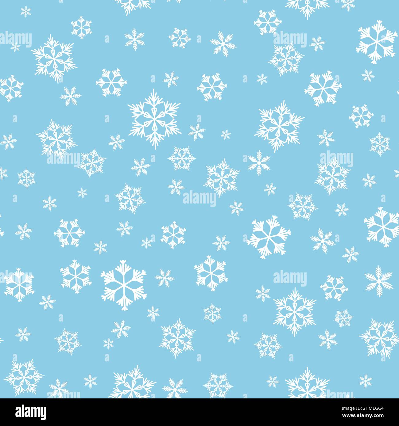 Winter seamless pattern with white snowflakes on blue background ...