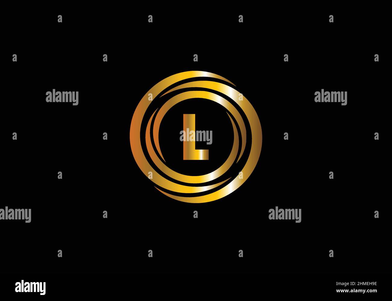 Primary L Golden Monogram Vector Circles Font Emblem Alphabet Creative Work Stock Vector