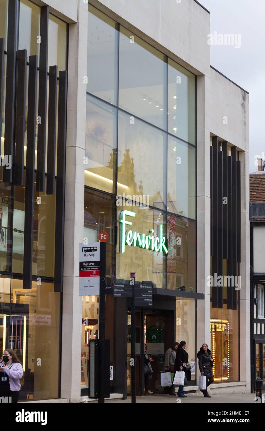 Exterior of Fenwick, a high-end department store in Colchester city centre, Essex Stock Photo