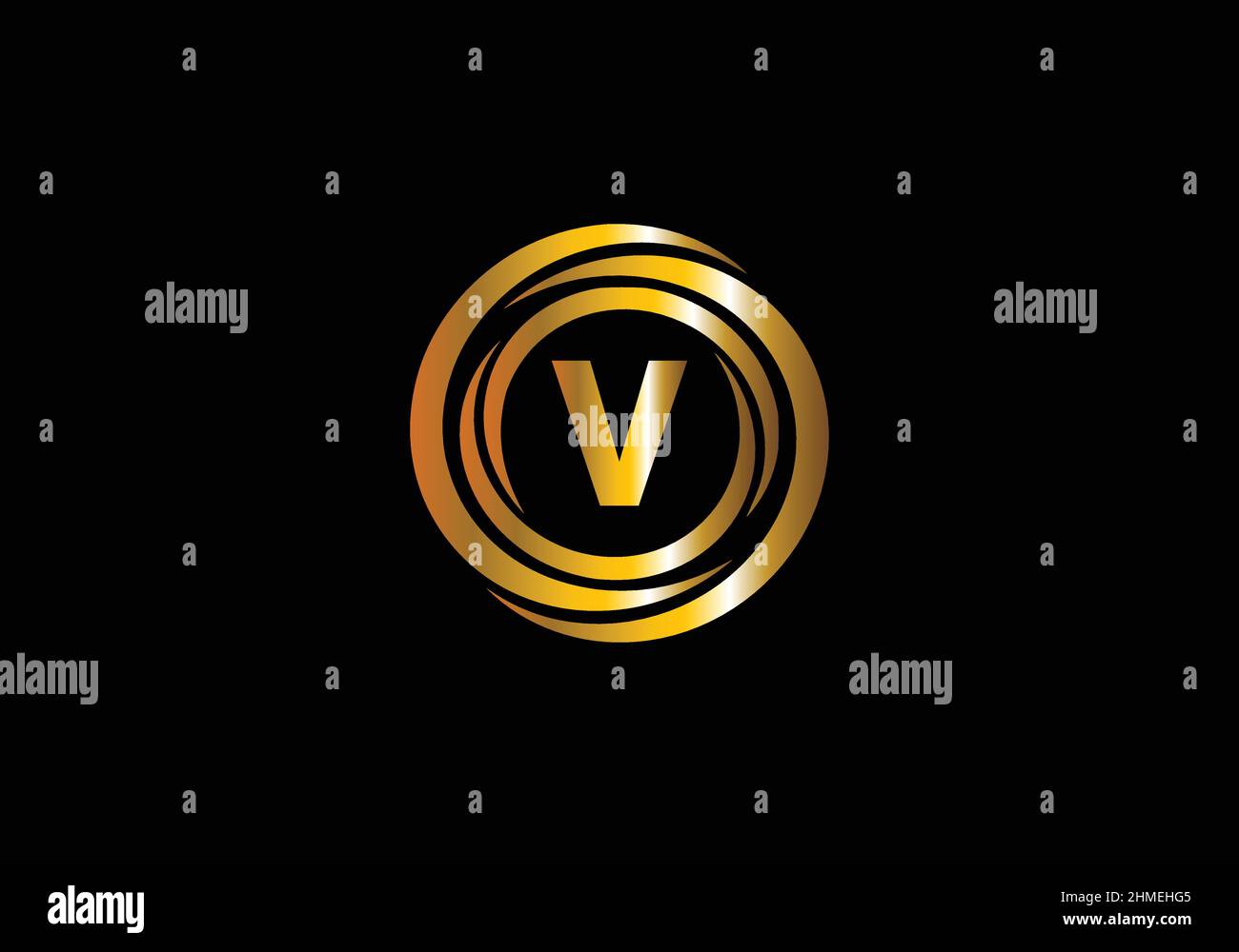 Primary V Golden Monogram Vector Circles Font Emblem Alphabet Creative