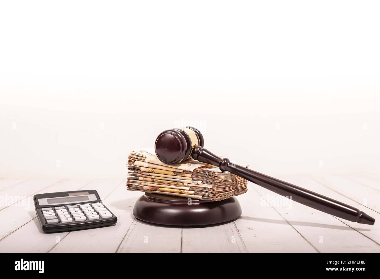 Compensation and judge's gavel. Award of moral financial compensation