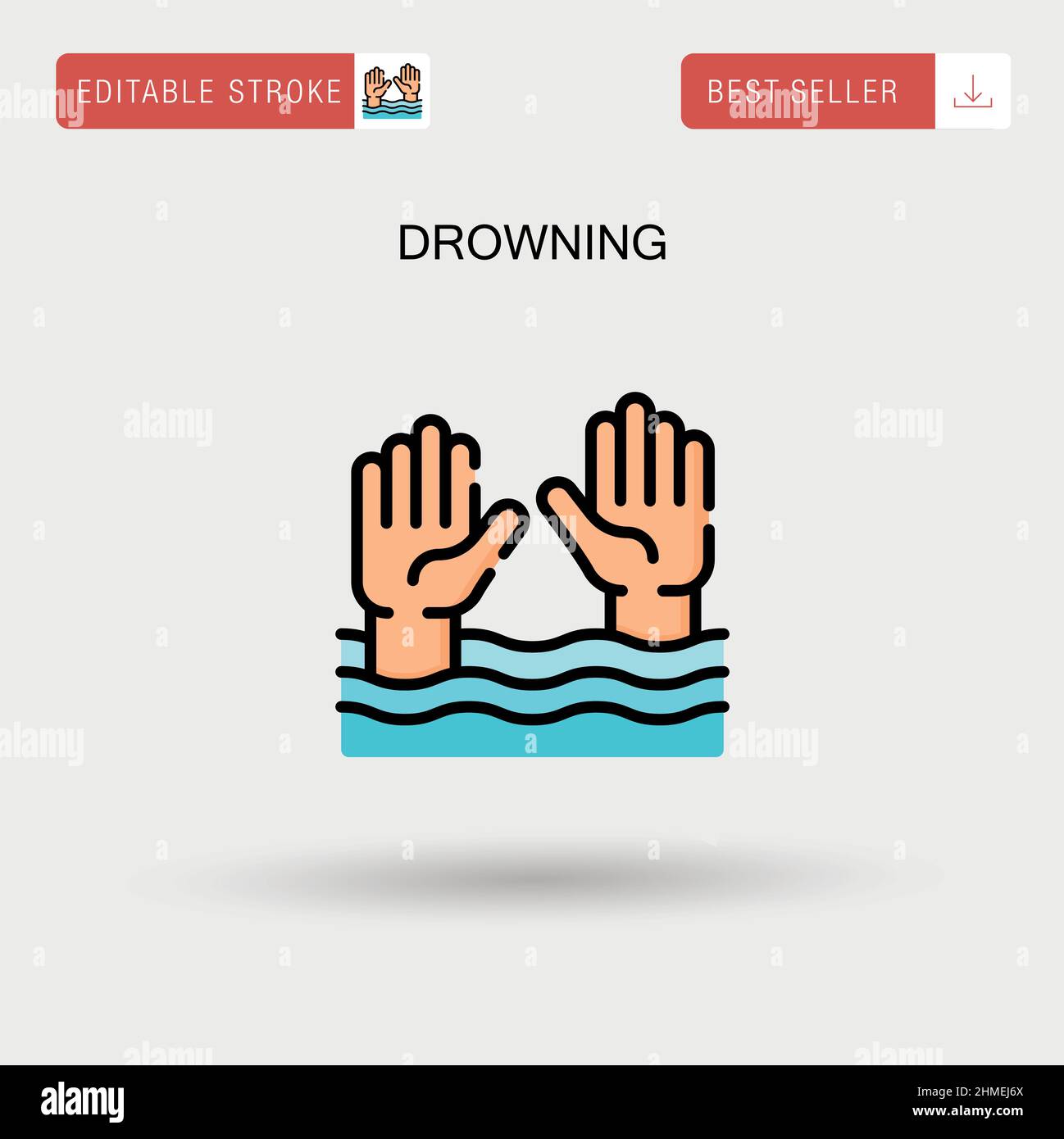 Drowning Simple vector icon. Stock Vector