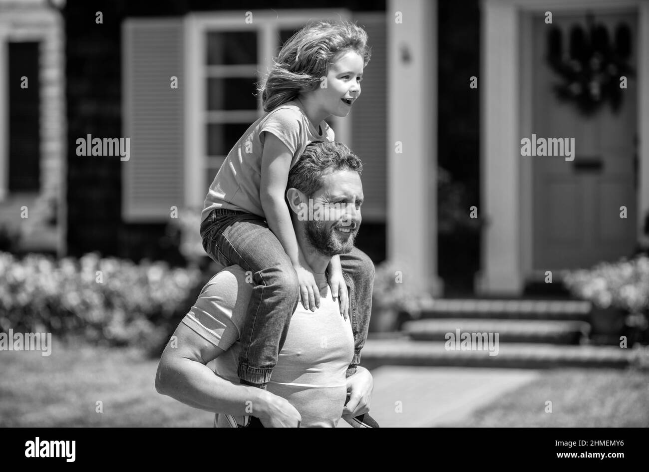 childhood and parenthood. parent hold with small child boy. dad with kid Stock Photo