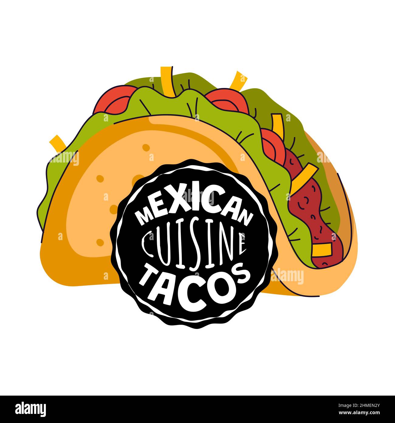 Mexican tacos sign. Mexico fast food taqueria eatery, cafe or