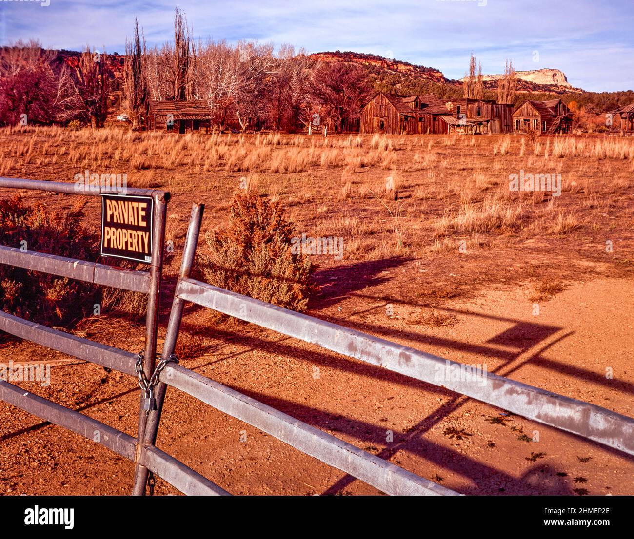 Private property sign and land beyond, Johnsons Canyon (outside Kanab
