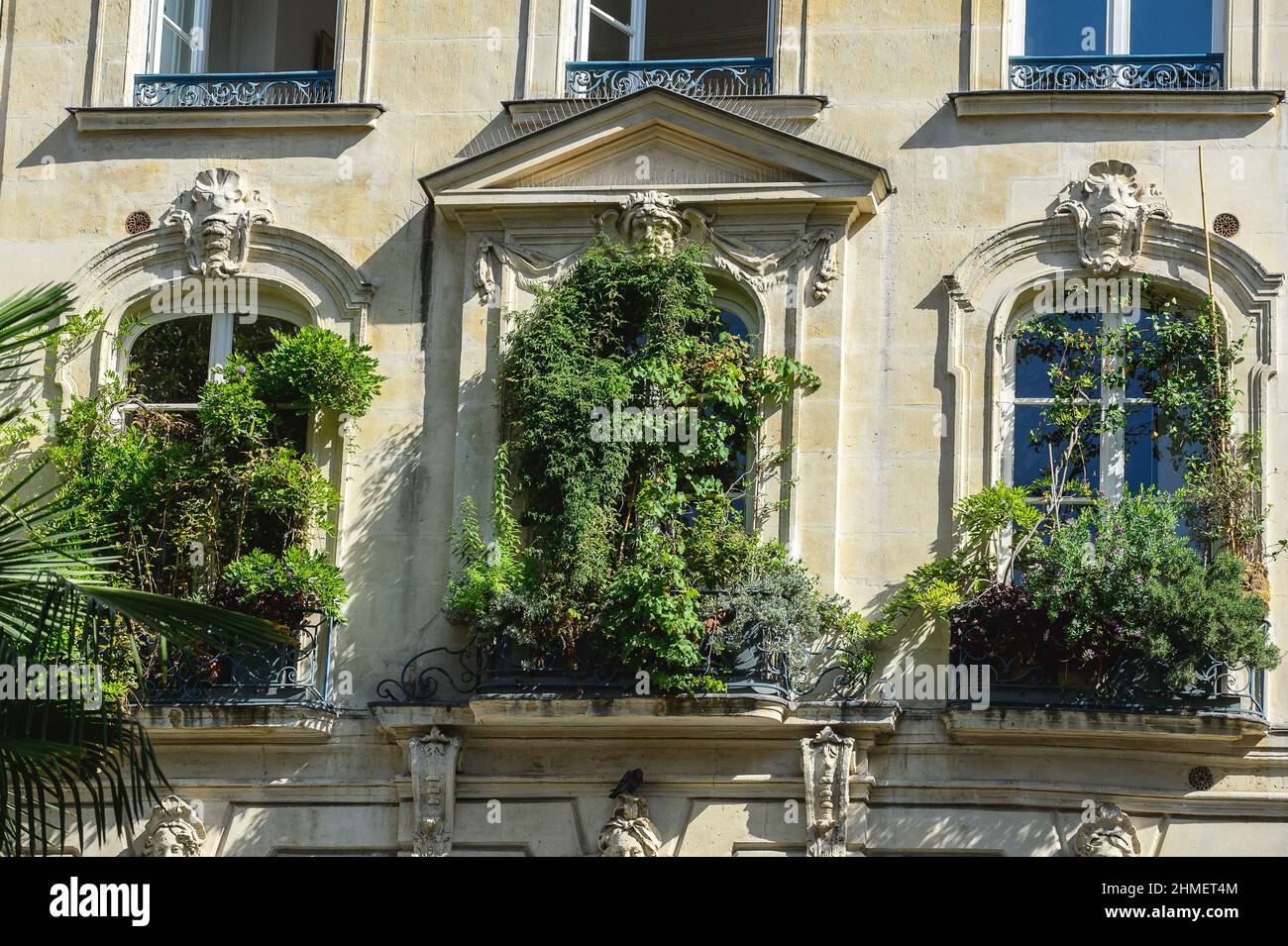Evolution des prix de l'immobilier est a la baisse - Prix du metre carre en diminution - Balcon vegetal |  Housing in Paris - evolution of the square Stock Photo