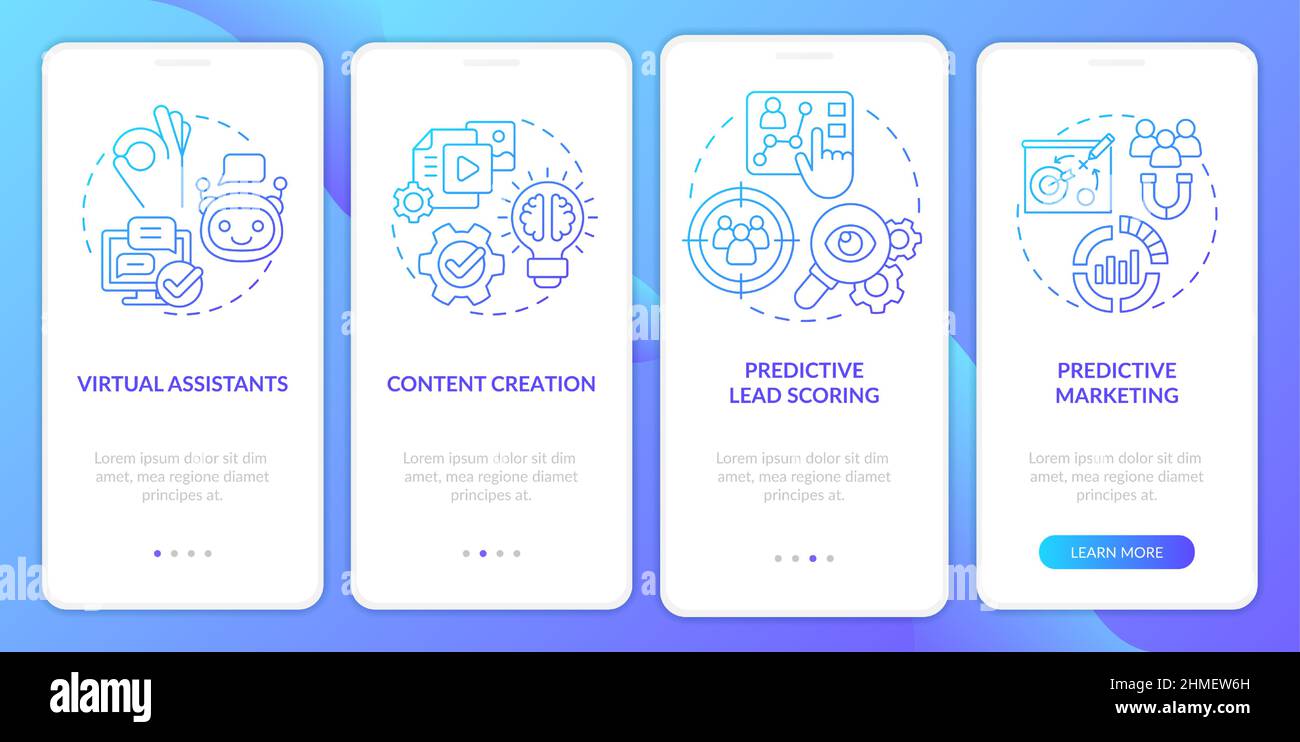 Usage of AI in marketing blue gradient onboarding mobile app screen ...
