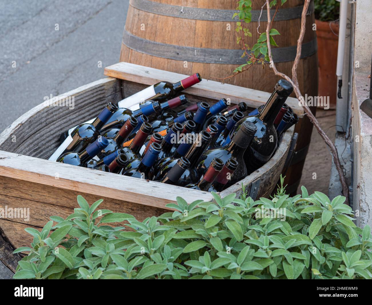 Empty wine bottles stacked hi-res stock photography and images - Alamy