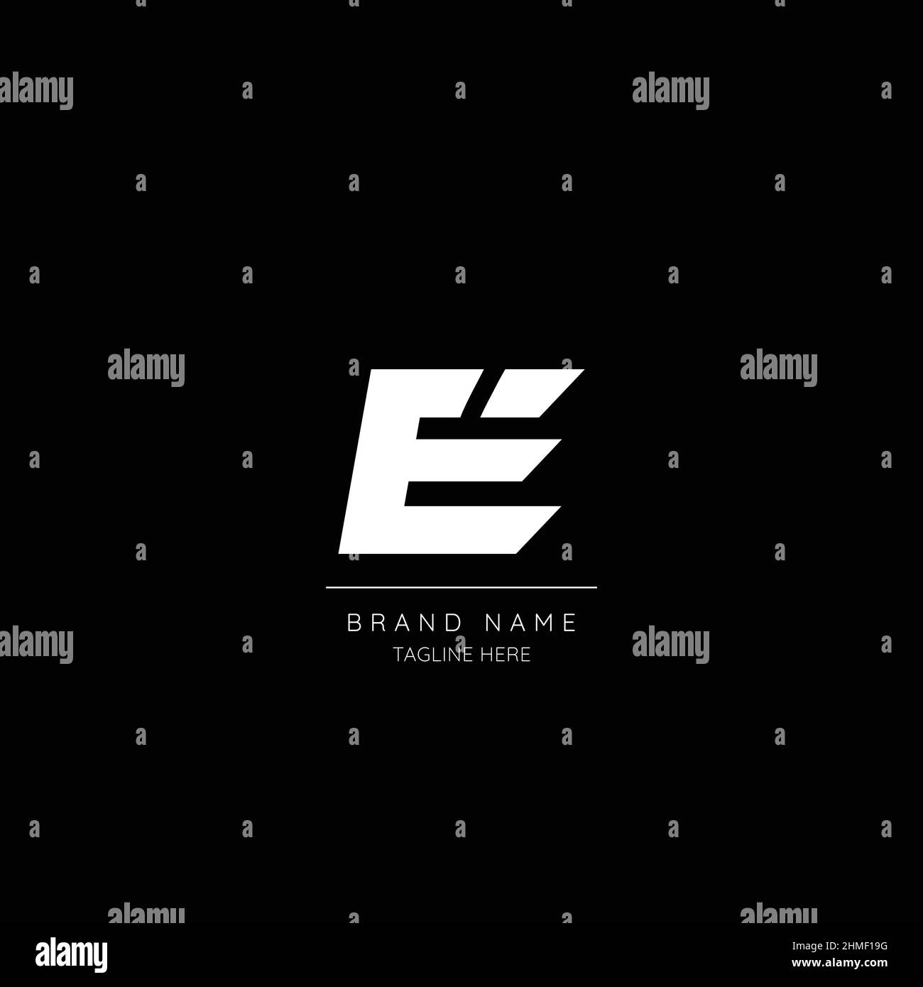 Minimal style white and black color letter E initial based logo Stock ...
