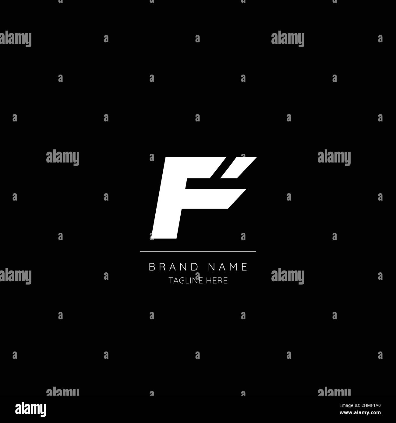Minimal style white and black color letter F initial based logo Stock