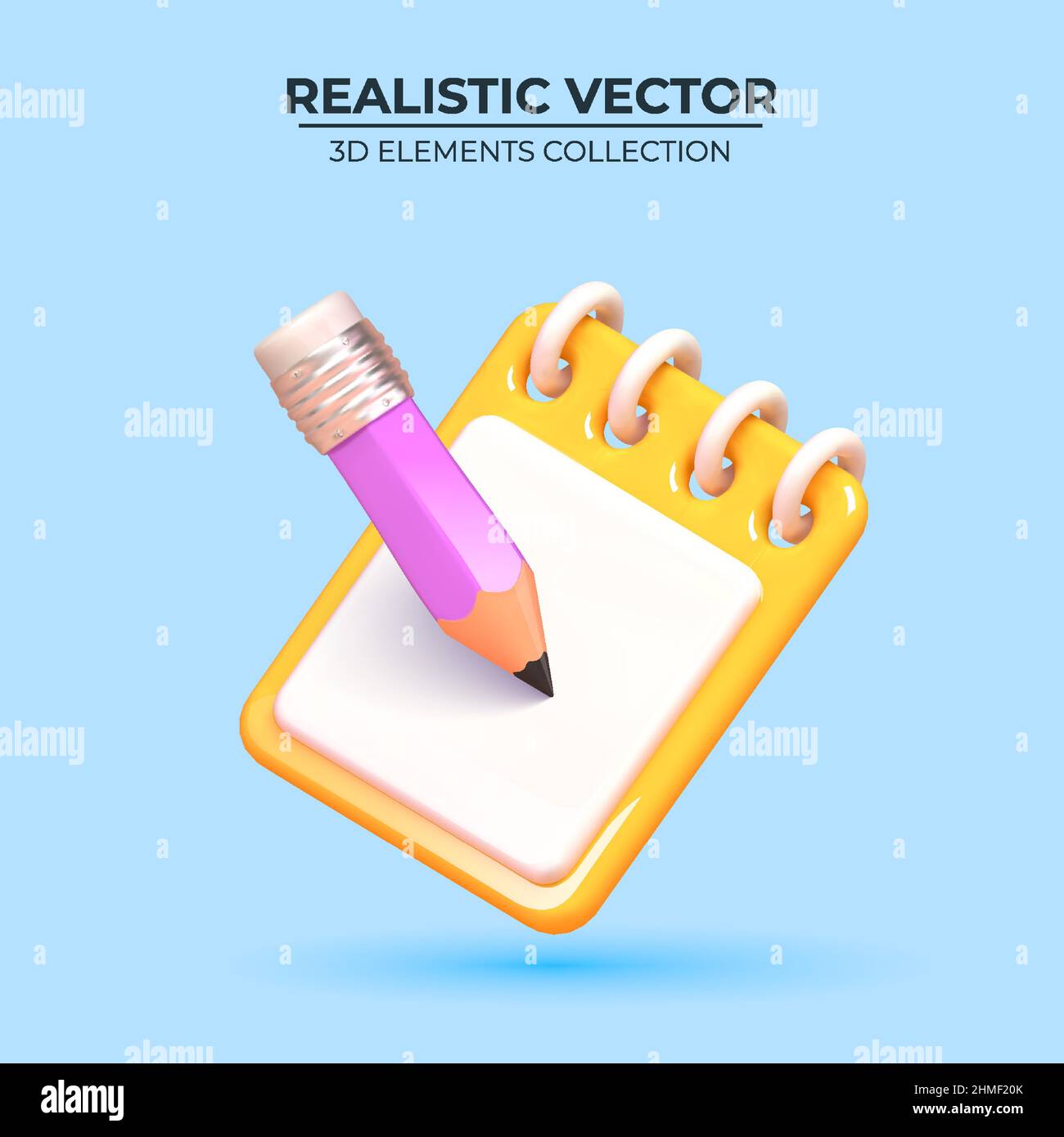 3D paper clipboard with pencil. Successful completion of business tasks. 3D Web Vector Illustrations. Realistic Elements for business design. Stock Vector
