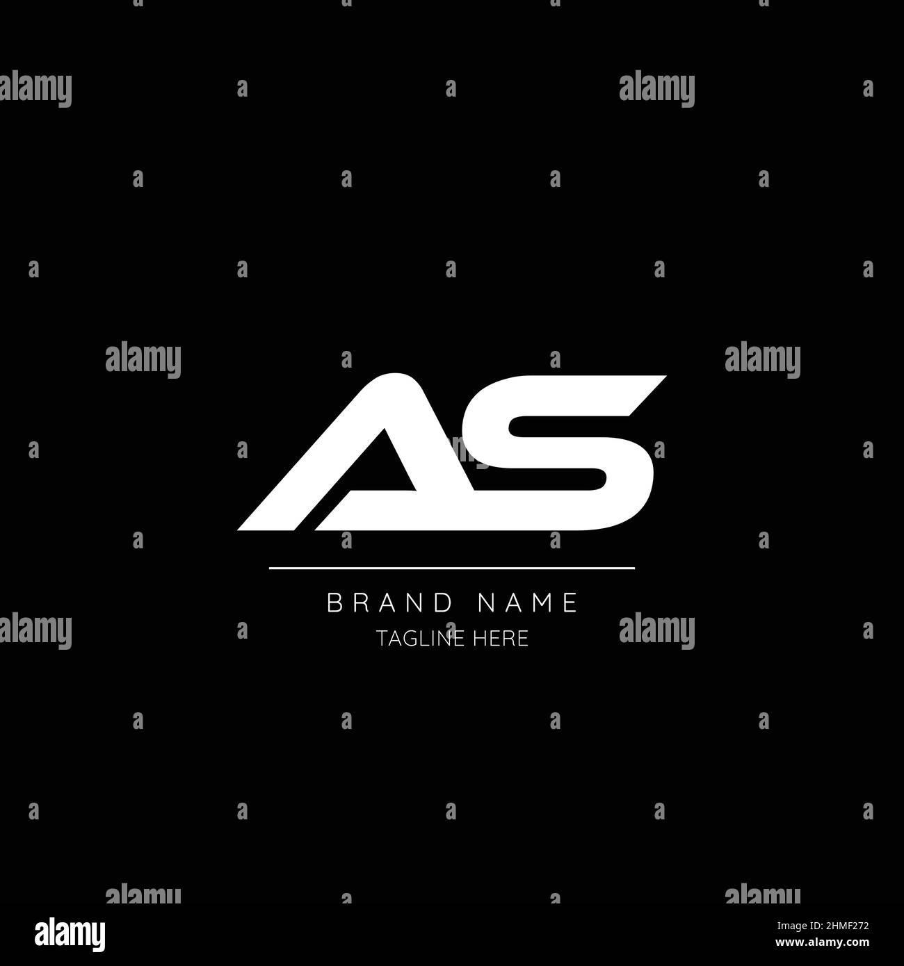 Minimal style white and black color letter AD initial based logo. Stock Vector