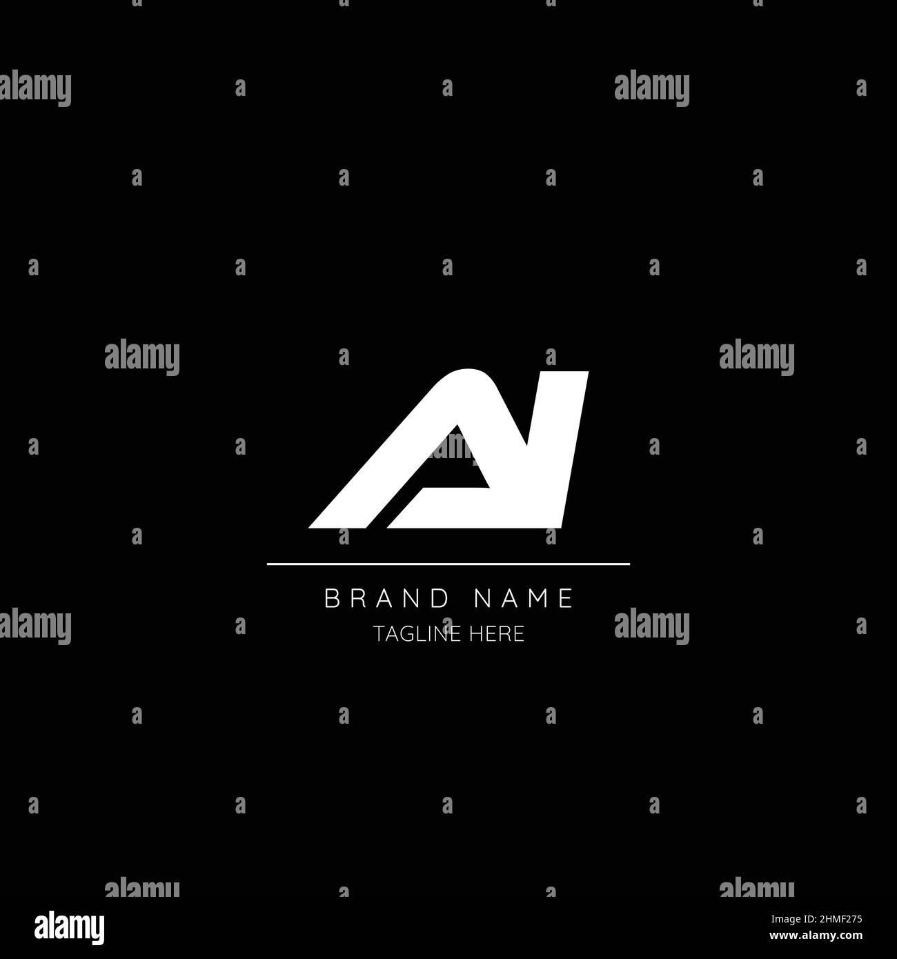 Minimal style white and black color letter AI initial based logo Stock