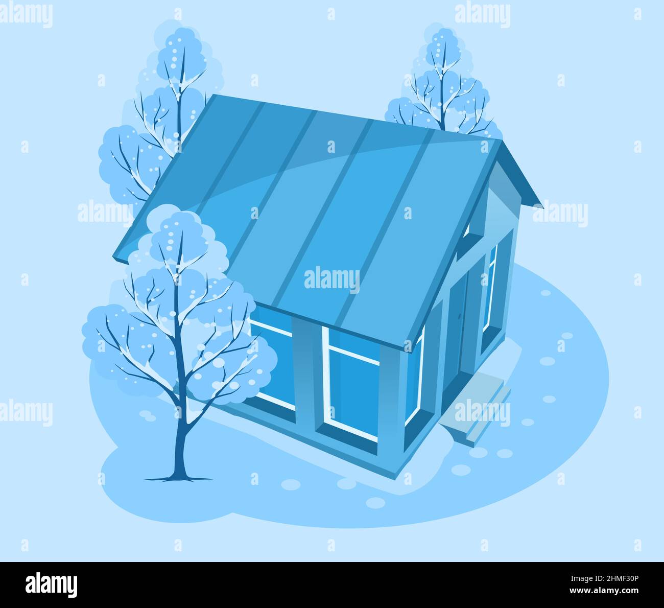 Winter landscape surrounded by trees Stock Vector Images - Alamy