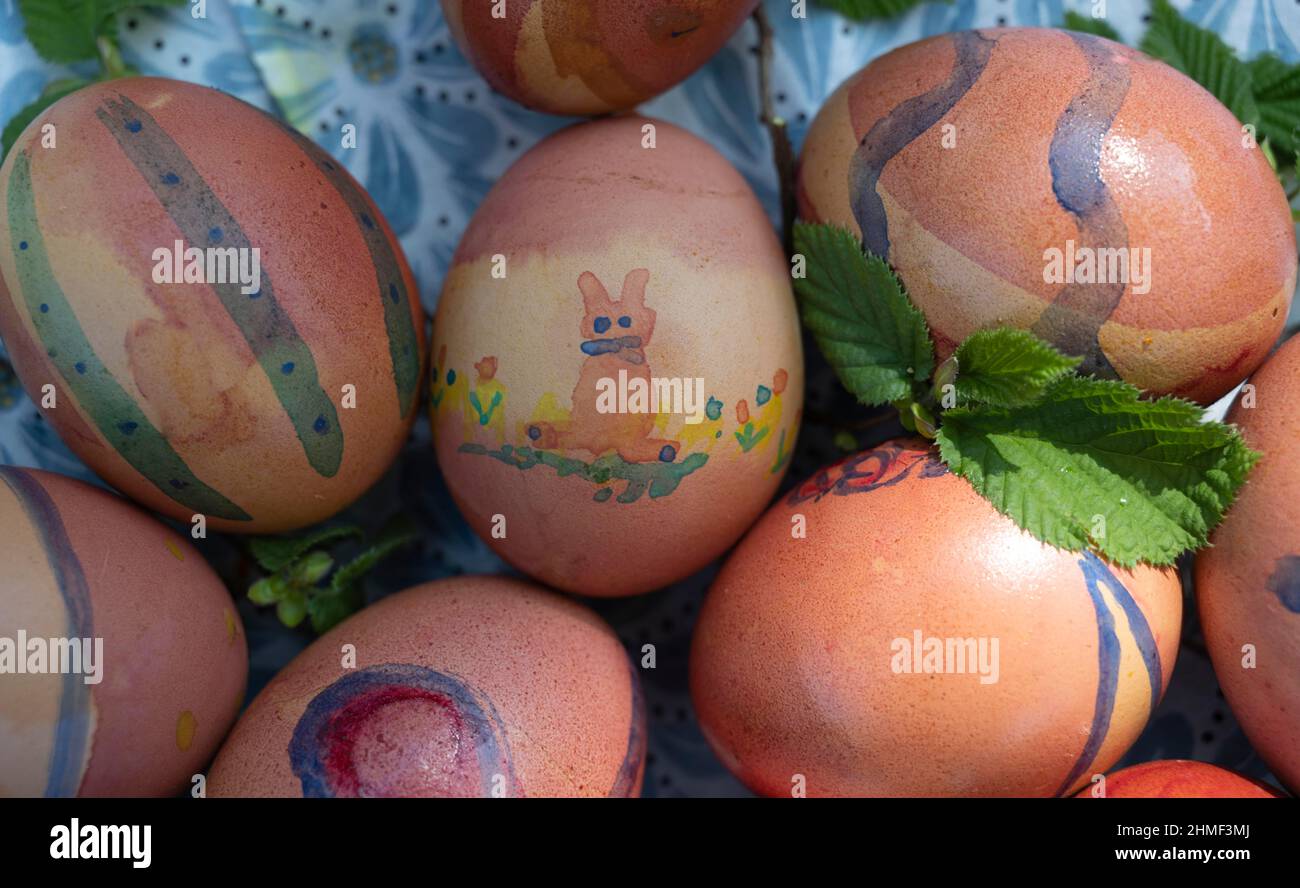 Colourful painted Easter eggs, Germany Stock Photo Alamy